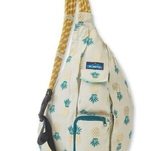 KAVU Cream and Teal Pineapple Sling Bag